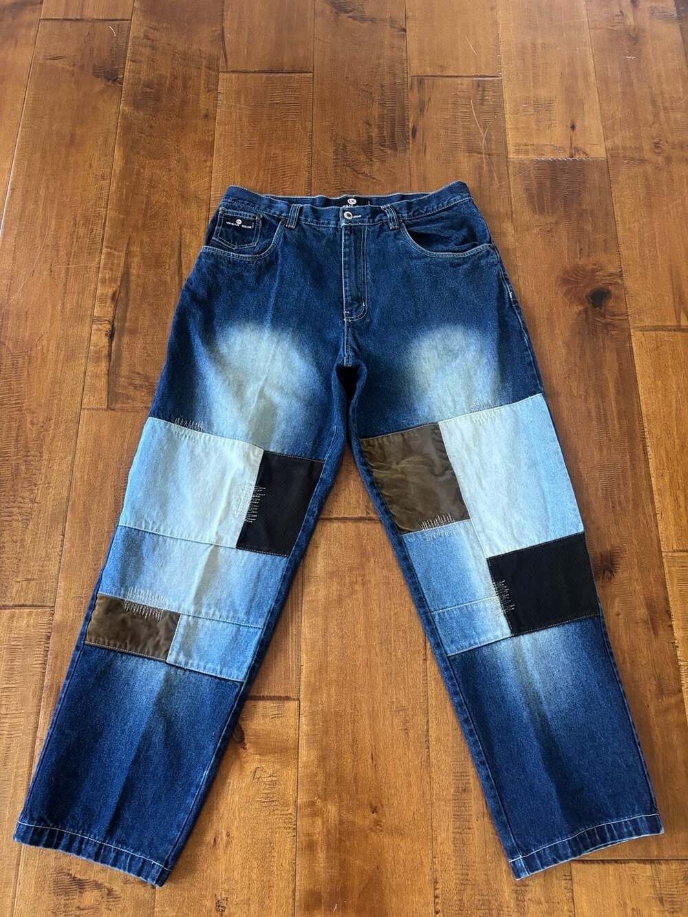 Urban Edge Jeans Co. Vintage Patchwork Baggy Denim Jeans Size 36x34
